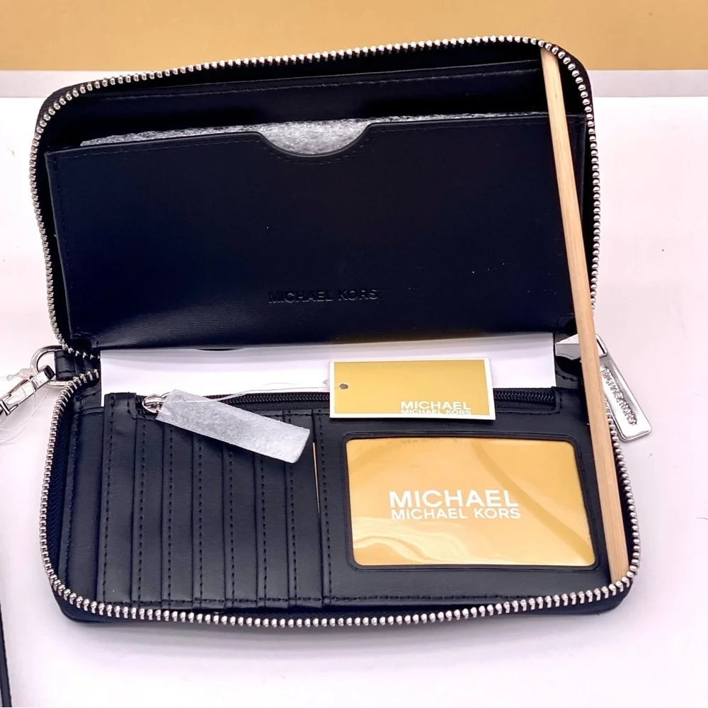 Michael Kors Jet Set Travel Wallet Phone Case Wristlet Glimmer MK Print